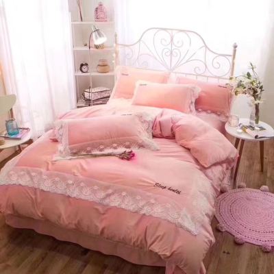 Warmer velvet Princess style four-piece bedding sweetheart linen