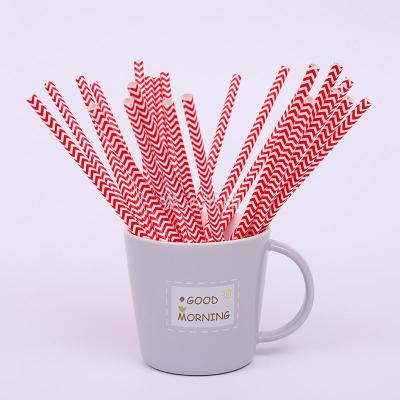 Hot color European and American paper disposable environmental protection red wavy food grade kraft straw