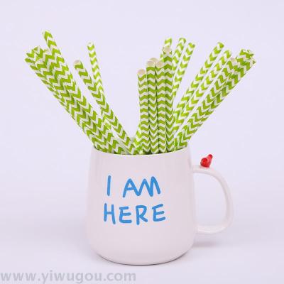 Biodegradable green paper straws green big wave drink Creative glass drinking straw color art straw