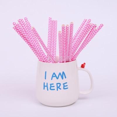 Biodegradable Environmentally Friendly Paper Straw Pink Wave Drink Creative Cup Straw Color Art Straws