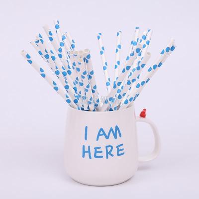 Exported to Europe selling biodegradable green kraft paper pipettes blue dot polka dot straw