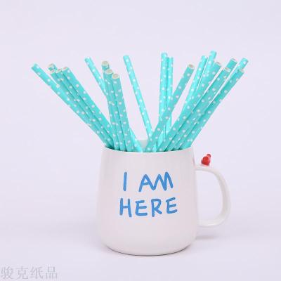 New Products Wholesale Food Green Paper Straw Wedding Creative Party Sky Blue Dot Paper Straws