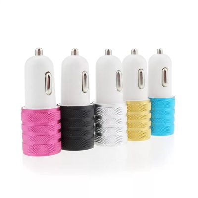 Stripe Lock and Load Spray Car Charger Metal Dual USB Aluminum Alloy Car Charger