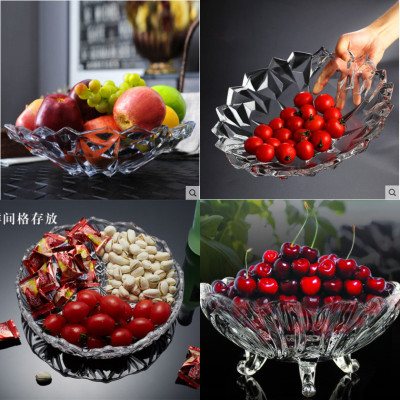 High-grade creative crystal glass fruit plate European modern size fruit bowl dried fruit bowl fruit bucket living 