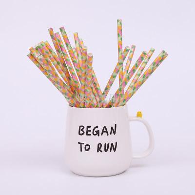 Drink pineapple design eco-friendly kraft paper straw birthday party creative disposable paper straws