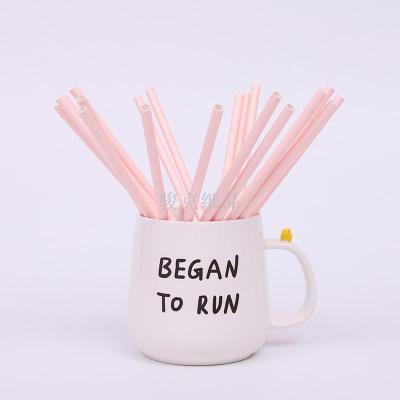 [Drink] pale pink kraft paper straw wedding party environmental custom paper straw