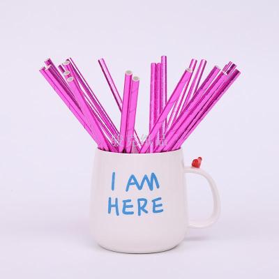 【Drink】 purple foil kraft straw wedding party environmental custom paper suction tube