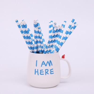 Drink can be customized logo logo Wedding party environmental straw blue kraft paper straws
