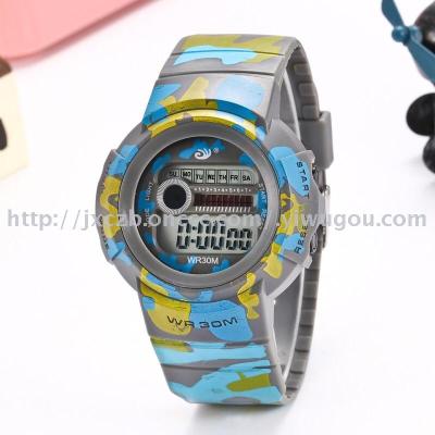 Hot style camouflage children's sports electronic student watch box