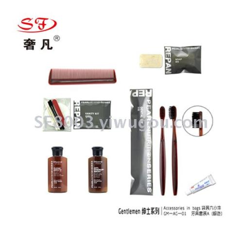 Luxury Fan Liangzhuang Star Hotel Disposable Supplies Consumables Set Tooth-Cleaners Shower Gel Shampoo