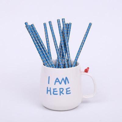 Manufacturer's direct sale can biodegrade environmentally friendly kraft straw with blue plaid straw
