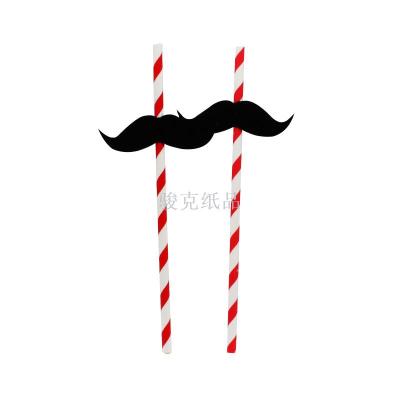 Hot selling foreign trade environmental degradable patch kraft straw black beard paper straw