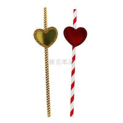 The hot selling foreign trade environmental degradable patch kraft straw love patch kraft straw