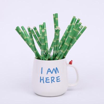 Manufacturer's direct selling of environmentally friendly kraft paper straw with bamboo series