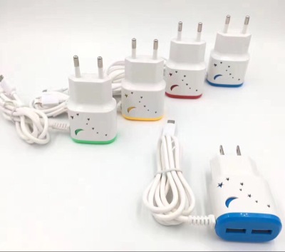 The new charger is a dual USB cord charger with star and moon
