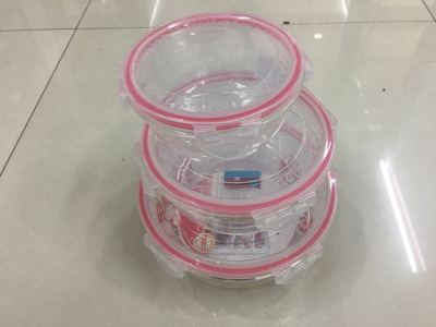 Transparent Plastic Lunch Box round Kitchen Refrigerator Lunch Box Storage Bento Box