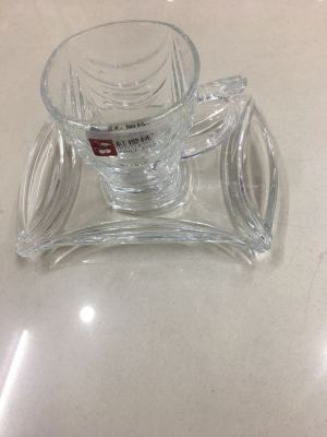 High Quality Glass and Glass Saucer Glass Cup with Handle Household Cups Coffee Cup Water Cup Tea Cup