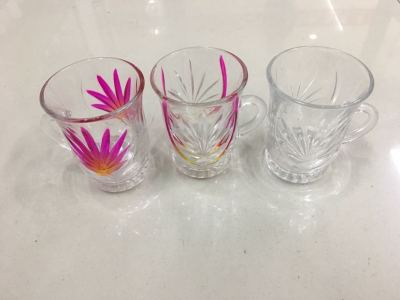 Multicolor Glass Small Handle Cup