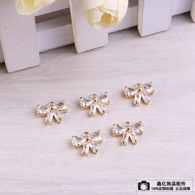 Bow Pendant Diy Decorations Material Accessories Handmade Necklace Necklace Earrings Alloy Zircon Pendant