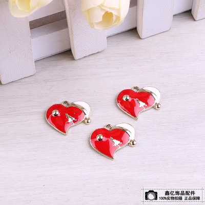 Alloy Christmas pendant accessories dripping oil pendant love hat pendant diy materials