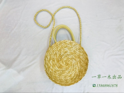 The new hot - vintage zipper round straw bag of straw bale and bag-bag