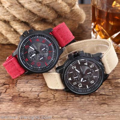 The new hot selling personality canvas with men's watch fashion student wristwatch