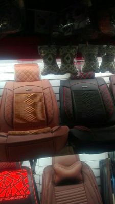 Leather-woven car seat.