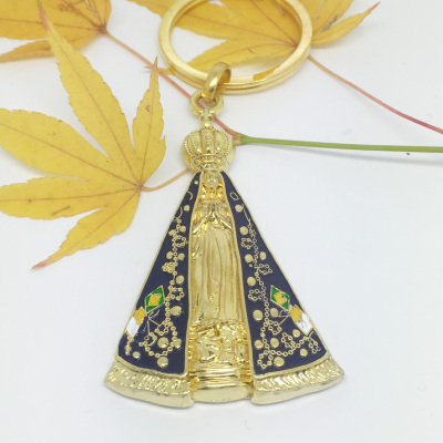Brazil goddess virgin Catholic gold key chain manufacturers custom