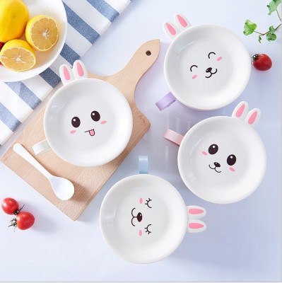 New creative plastic + stainless steel cartoon cuteness rabbit belt cover children bubble bowl insulated lunch box