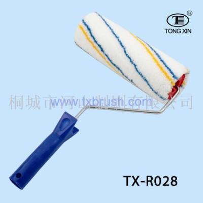 Roller brush manufacturers direct sales of 9 - inch hot melt blue yellow strip resistant plastic handle.