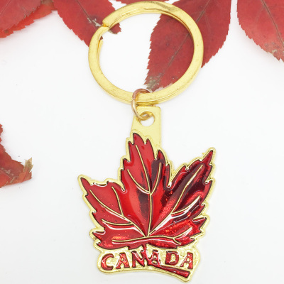Canadian maple leaf coin key chain travel souvenir yiwu factory gift customization