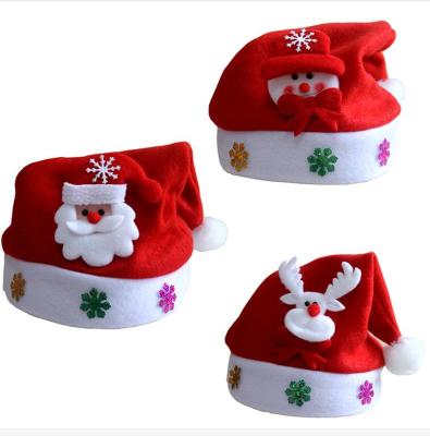 Three pieces of clock Hat Santa Claus Hat Santa Claus Hat Christmas Star Moon hat red