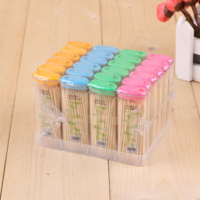 Disposable bamboo toothpick portable toothpick box bamboo toothpick with fruit sign for home bamboo toothpick