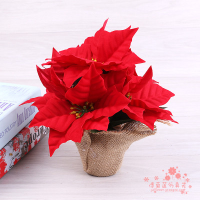 Simulation of poinsettia plant Christmas flower Christmas red artificial flower 