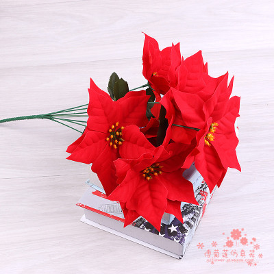 Christmas flower imitation flower plant silk flower fake flower also known as poinsettias red festive red.