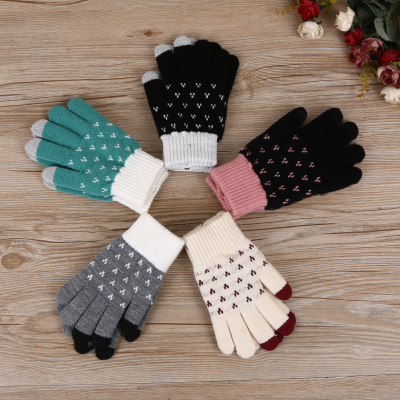 Children's winter warm five-finger plush gloves winter warm plush terry gloves.