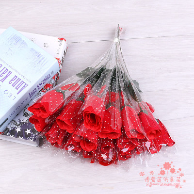 Artificial rose simulation flower living room furnishings floral wedding decoration red roses bouquet.