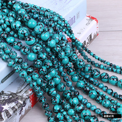 Natural turquoise round pearl of xinjiang loose ball semi-finished products DIY handicraft accessories