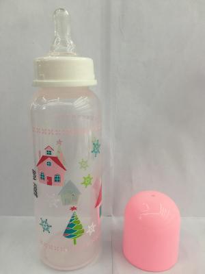 Transparent color bottle cartoon print without the handle solid color cover PP milk bottle