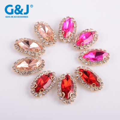 Crystal diamond buckle accessory DIY accessories round claw diamond chain alloy flat decorative buckle