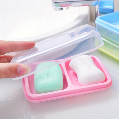 Double-Position Soap Box Double-Body Waterproof Soap Box Travel Double-Grid Soap Box Drain with Cover Pp Soap Box