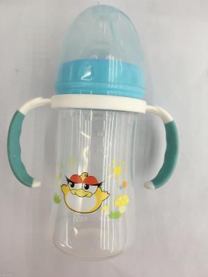Wide-mouth cartoon printed with a curved handle with a colored curved lid, 180ML bottle