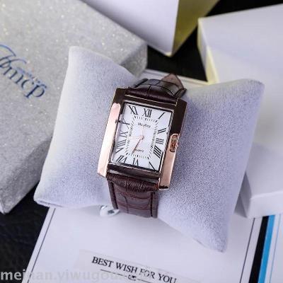 Manufacturer direct sale lady genuine leather waterproof square student watch