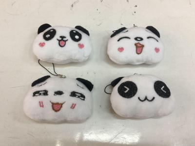 The panda's head stuffed with fluffy toys and accessories