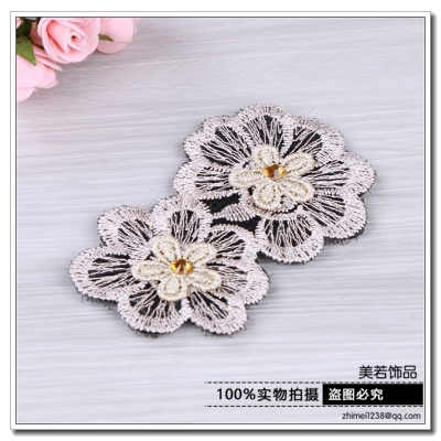 Factory Direct Sales Adult Hook and Loop Fasteners Cropped Hair Fastener Simple Black Flower Velcro