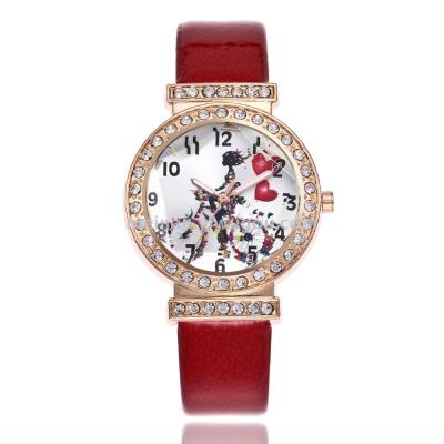 The new women's fashion bicycle girl's stereoscopic watch dial with diamond strap quartz watch