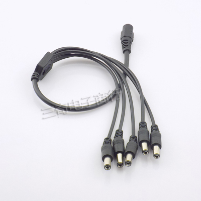 Surveillance DC Power Supply Adapter 12V Pigtail 2.1*5.5mm 1 Female to 5 Male Splitter Cable Plug for Camera DVR NVR