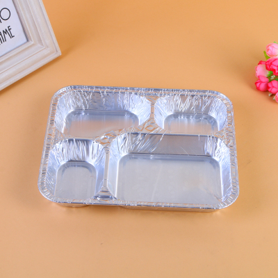 Factory direct selling aluminum foil container aluminum foil 4 fast food box 250*210*35mm