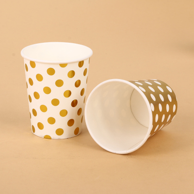 2017 new birthday party paper cup wave point gold-plated disposable cup.