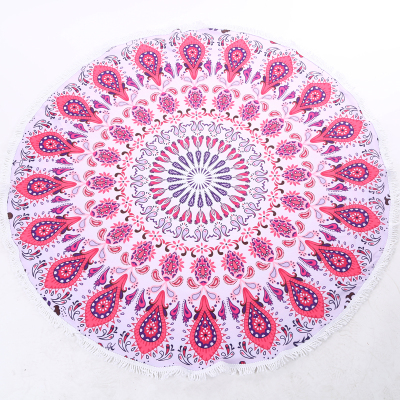 Manufacturer direct selling printed tassel round trip portable beach towel absorbent swimming bath towel.